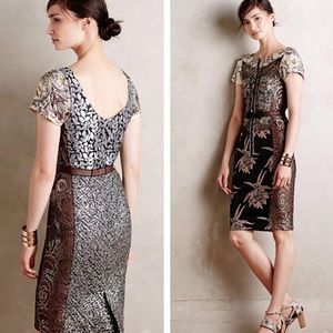 Beguile dress by Byron Lars for Anthropologie beige/brown/silver/gold